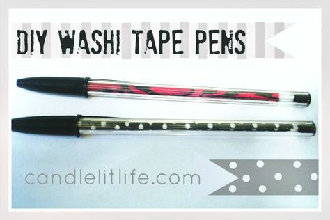 In light of these “Back to School” days, I thought now would be a good time to post this super quick and easy tutorial for personalizing a simple BiC pen. The only supplies you need for this are: A basic BiC Cristal pen Crafters Tape Now that you have the supplies you need, here … Diy Washi Tape, Washi Tape Projects, Tape Projects, Diy Tape, Bic Pens, Washi Tape Cards, Washi Tape Crafts, Pen Diy, Washi Tape Diy