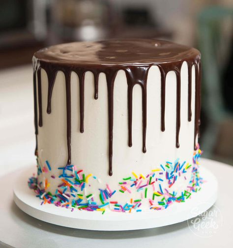 Chocolate Drip Recipe (for drip cakes) | Sugar Geek Show Chocolate Drip Recipe, Drip Cake Recipes, Sugar Geek, Banana Split Cake, Split Cake, Chocolate Drip Cake, Cake Frosting Recipe, Ganache Recipe, Chocolate Cake Decoration