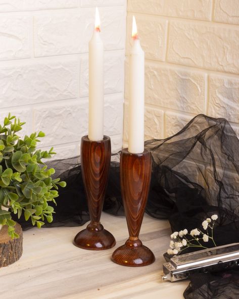 Candlestick Wood, Wood Turning Candle Holder, Long Wood Taper Candle Holder, Wood Turned Candlesticks, Turned Wooden Candle Holders, Wood Candle Sticks, Wood Turning Projects, Wood Candles, Wood Turning