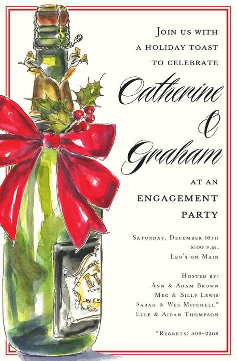 Holiday Bubbly Invitation Christmas Engagement Party Invitations, Holiday Engagement Party, Christmas Open House Invitations, Christmas Engagement Party, Ugly Sweater Party Invitations, Holiday Engagement, Holiday Dinner Party, Christmas Engagement, Bridal Invitations