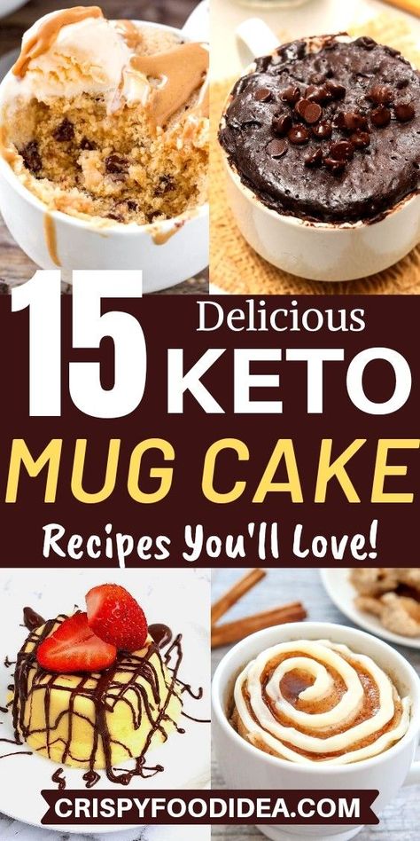 15 Easy Keto Mug Cake Recipes That You Will Love! Keto Brood, Low Carb Mug Cakes, Mug Cake Recipes, Keto Mug, Dessert Mousse, Desserts Keto, Postre Keto, Mug Cakes, Keto Mug Cake