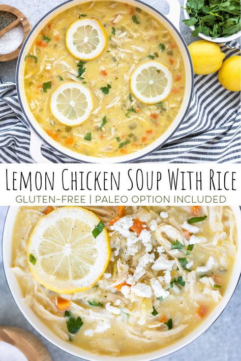 Greek Chicken And Rice Soup With Egg And Lemon, Gluten Free Lemon Chicken Soup, Gluten Free Lemon Rice Soup, Lemon Chicken Kale Soup, Lemon Chicken Soup With Rice, Taziki's Lemon Chicken Soup, Lemon Chicken Soup Greek, Paleo Lemon Chicken, Lemon Chicken Rice Soup