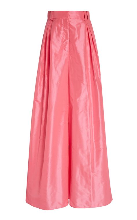 Carolina Herrera High-Waisted Silk-Taffeta Wide-Leg Pants Carolina Herrera Bridal, Floral Long Sleeve Shirt, Pant Suits, Rose Fashion, Cotton Blends Dress, Silk Taffeta, Tulle Gown, Tweed Dress, Maxi Knit Dress