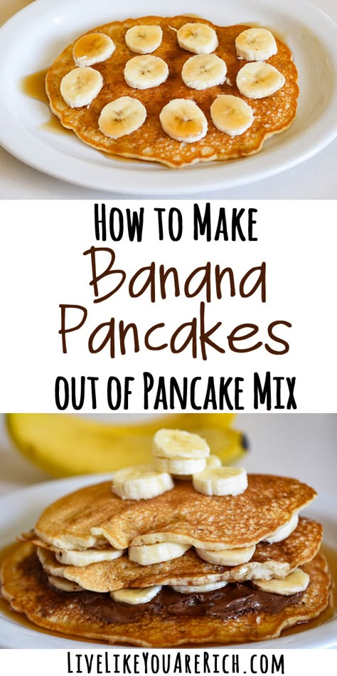 Banana Pancakes With Pancake Mix Recipe, Banana Nut Pancakes, Banana Pancake Recipe, Easy Banana Pancakes, Pancake Mix Recipe, Banana Oatmeal Pancakes, Banana Waffles, Pancake Mix Recipes, Banana Pancake