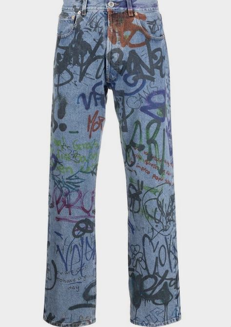 Art On Pants, Graffiti Clothing, Custom Jeans, Concept Clothing, Denim Diy, Graffiti Prints, Illustration Fashion Design, Embellished Jeans, Painted Clothes