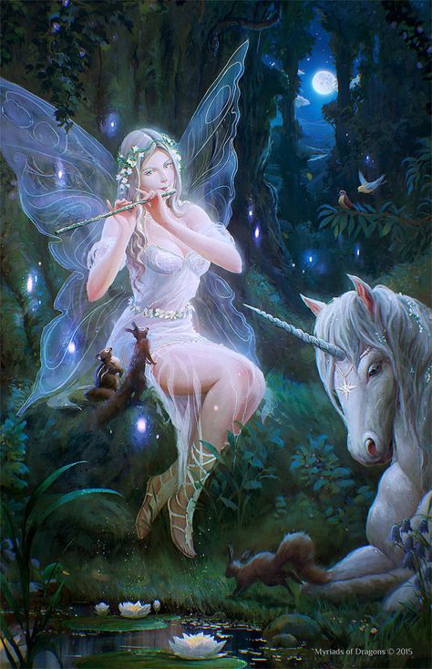 Fairy by sswanderer Art Amour, Creature Fantasy, Unicorn And Fairies, Fairy Paintings, Unicorn Pictures, Fairy Dragon, Fairy Pictures, Fairy Artwork, Unicorn Art