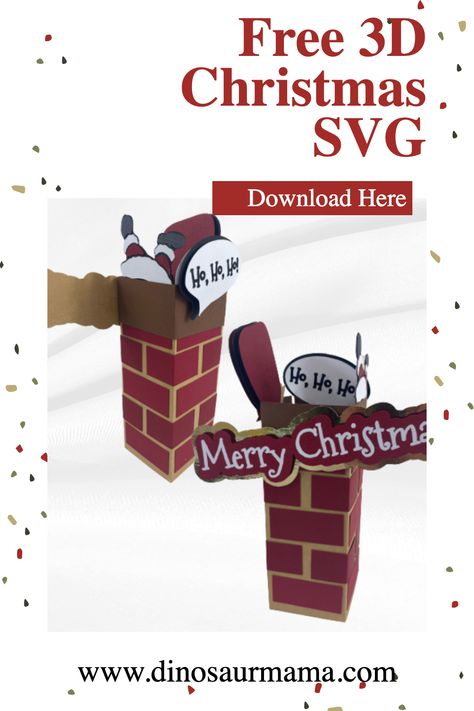 Beautiful Christmas Crafts, Free Christmas Svg, Santa Chimney, Christmas Svgs, Christmas Cricut, 3d Svg, Image 3d, Christmas Svg Files, Cricut Machine