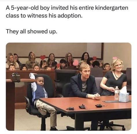 Feel good Wednesday.  A 5-year-old boy invited his entire kindergarten class to witness his adoption.   They all showed up. Heart Touching Story, Human Kindness, Faith In Humanity Restored, Humanity Restored, Sweet Stories, Cute Stories, News Website, Faith In Humanity, Feel Good Videos