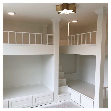 Bunk room in the country… coming right along! 🌟🐴🐄 #jbinteriors #bunkroom #custom #countryhouse #bunkbeds #designhouston #houstondesign | Instagram L Shaped Bunk Room, Double Bunk Room, Corner Bunk Bed Ideas, 2 Bunk Beds In One Room, Built In Bunk Beds In Wall, Diy Built In Bunk Beds, Corner Bunk Beds, Bunk Beds Small Room, Bunk Room Ideas