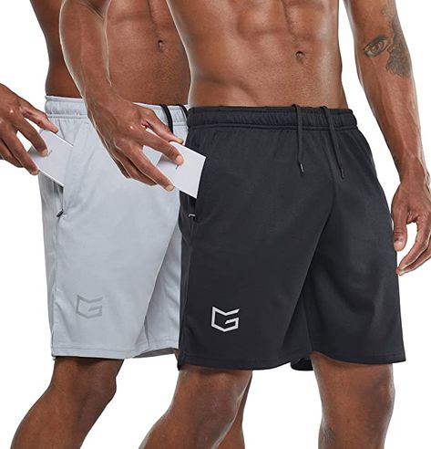 Price: $16.99 - $29.99 Free Returns on some sizes and colors Fit: True to size. Order usual size.  Color: 2 Pack: Black/Gray Best Shorts For Men, Running Shorts Men, Workout Running, Cycling Workout, Running Workouts, Gym Shorts, Man Running, Running Shorts, Shorts With Pockets