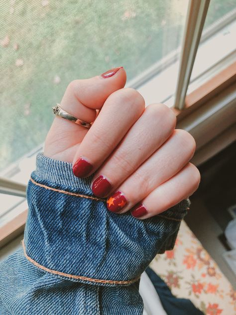 Orange And Maroon Nails, Maroon And Orange Nails, Virginia Tech Nails, Tech Nails, Nail Vibes, Orange Nail Designs, Nails Orange, Ten Nails, Maroon Nails