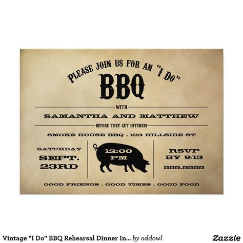 Bbq Rehearsal Dinner, Rustic Rehearsal Dinners, Rehearsal Dinner Invite, I Do Bbq, Bbq Invitation, Reception Food, Bbq Wedding, Wedding Reception Food, Rehearsal Dinner Invitations