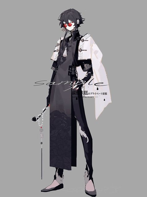 Trenchcoat Character Design, Anime Singing Pose, Jacket Hanging Off Shoulders Drawing, Pants Character Design, Chinese Techwear, Sci Fi Character Design Male Concept Art, Chinese Oc Male, Exorcist Character Design, Male Character Ideas