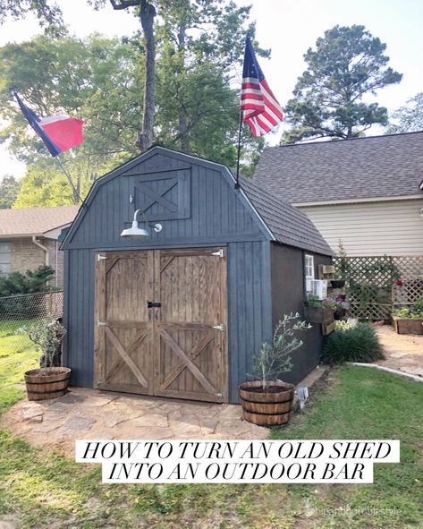 Outdoor Shed Bar, Barn Shed Ideas, Backyard Shed Bar Ideas, Simple Home Diy, Shed Exterior Ideas, Backyard Bar Shed, Shed Bar Ideas, Bar Outdoor Design, Sheds Ideas Backyard