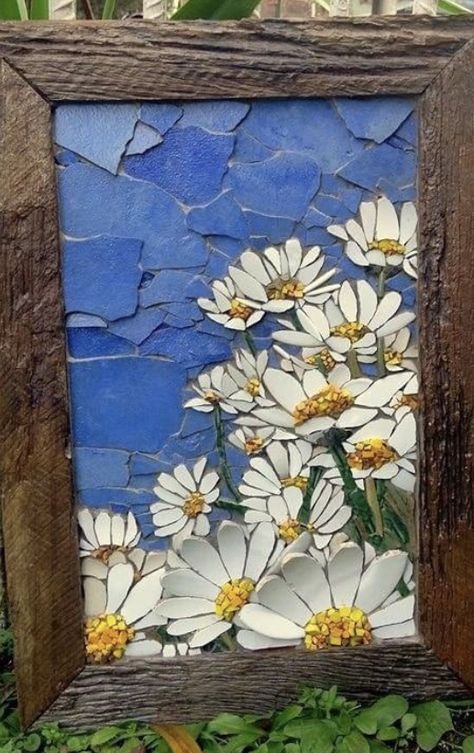 Mosiac Art Flowers, Flower Mosaic Art, Mosaic Mailbox Ideas, Mosaic Flowers Patterns Simple, Mosaic Designs Easy Flower, Mosaic Art Simple Flower, Wildflower Mosaic, Abstract Mosaic Art, Stained Glass Mosaic Art