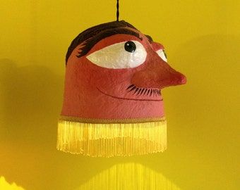 Paper Mache Lamp, Lamps Shades, Paper Mache Art, Big Head, Painted Floors, Diy Lamp, Paper Mache, The Sound, Lamp Design