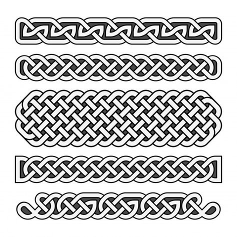 Celtic knots vector medieval borders set in black and white Premium Vector Celtic Band Tattoo, Tattoos Celtic, Black And White Tattoos, Tattoo Band, Celtic Knot Tattoo, Celtic Band, White Tattoos, Celtic Ornaments, Symbole Viking