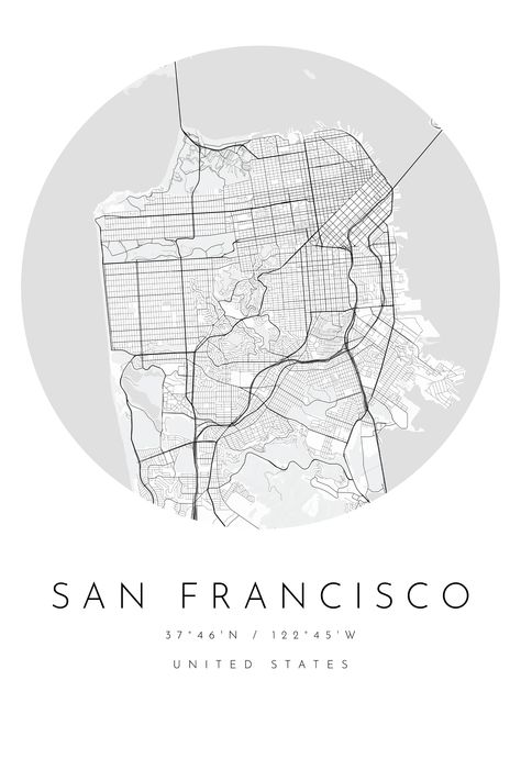 San Francisco Map Illustration, San Francisco Map, Apartment Deco, Map Outline, San Francisco Travel, Architecture Poster, Map Decor, Map Poster, Map Print