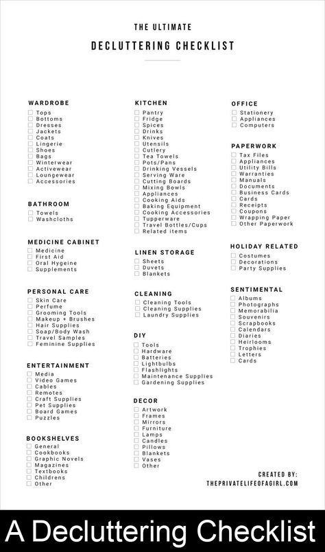 A checklist for decluttering your home #to #for #The #Guide #Home #Motivation #Guide #Cleaning #Ultimate #Inspo #a #Creating #Tidy #a #HomeTrends #Schedule Ultimate Declutter Checklist, Declutter Home Checklist, Home Declutter Checklist, Bedroom Declutter Checklist, Declutter Bedroom Checklist, Declutter List, Coping Toolbox, Home Motivation, Decluttering Checklist