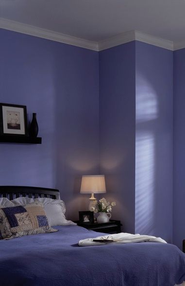 Blue Bedroom Walls, Bedroom Wall Colors, Home Garden Design, Purple Walls, Indigo Colour, Room Idea, Bedroom Paint, Pretty Design, Blue Walls