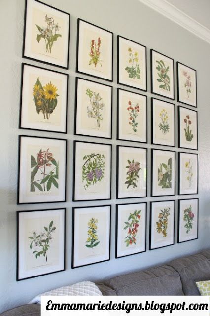 Botanical Gallery Wall, Botanical Book, Framed Botanical Prints, Diy Artwork, Botanical Artwork, Statement Art, Gallery Wall Art, Botanical Prints, Wall Collage