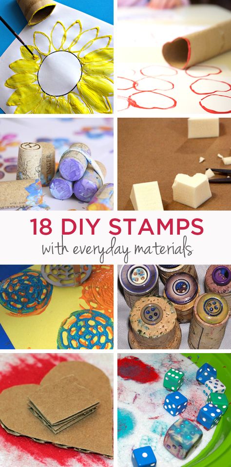 Great round-up of homemade stamps made from household objects | TinkerLab Homemade Stamps How To Make, New Art Supplies, Home Made Stamps, Make Stamps Diy, Make A Stamp Diy, Diy Art Supplies, Making Stamps, Diy Stamps For Kids, Sponge Stamps Diy