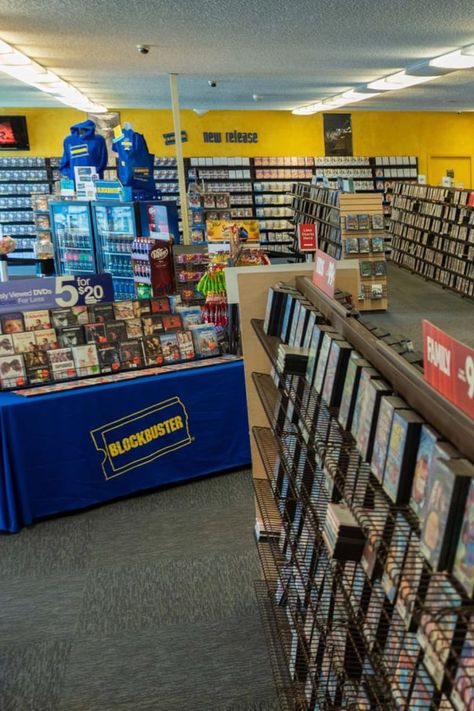 The Bend, Oregon, store rents new releases and sells merchandise to fans of the once-ubiquitous franchise from all over the world. Blockbuster Video, Strip Mall, Video Store, Throw In The Towel, Central Oregon, Yellow Walls, Culver City, Sony Pictures, News Release