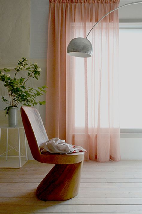 Curtain Grace peach. #mimou #curtains #fabric Peach Sheer Curtains, Pastel Curtains, Peach Curtains, Peach Bedroom, Living Room Color Combination, Blush Bedroom, Room Color Combination, Retro Curtains, Curtains Fabric