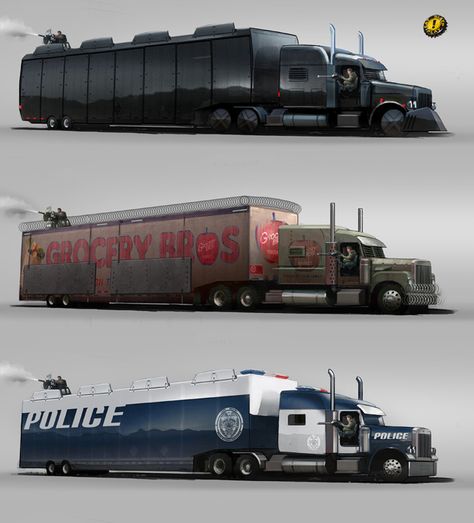 Twisted Metal Concept Art by Tyler West Truck Concept Art, Cars Concept Art, Car Concept Art, Police Truck, Luxury Motorhomes, Armored Truck, 밈 유머, Concept Art World, Twisted Metal