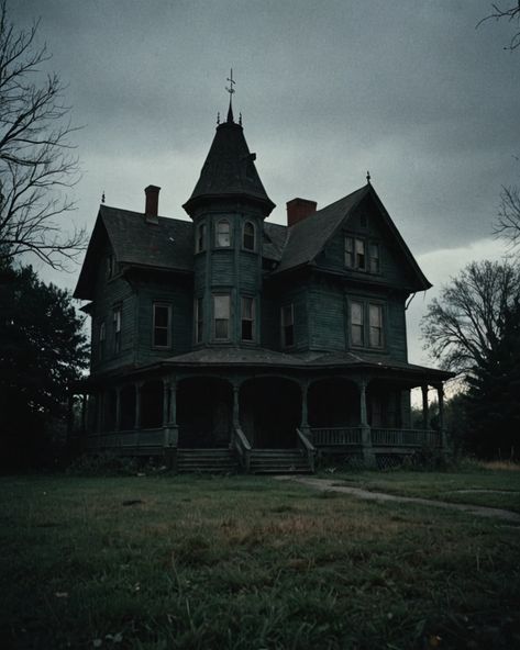 Old Haunted Houses, Spooky Old House, Creepy Mansion Aesthetic, Spooky House Aesthetic, Creepy House Aesthetic, Abandoned Town Aesthetic, Creepy Farmhouse, Haunted House Inside, Abandoned House Interior