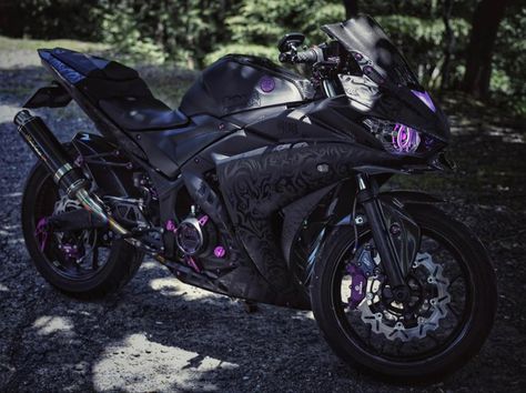 Purple Demon, Xe Bugatti, Purple Motorcycle, Purple Bike, Xe Ducati, Yamaha R3, Stylish Bike, Custom Sport Bikes, Dream Bike