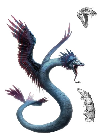 ArtStation - Glorantha Bestiary: Dragons, Cory Trego-Erdner Coatyl Dragon Drawing, Wyrm Dragon, Bird Dragon, Feathered Serpent, Mythical Beasts, Dragon Rpg, Beautiful Dragon, Fantasy Monster, Fantasy Creatures Art