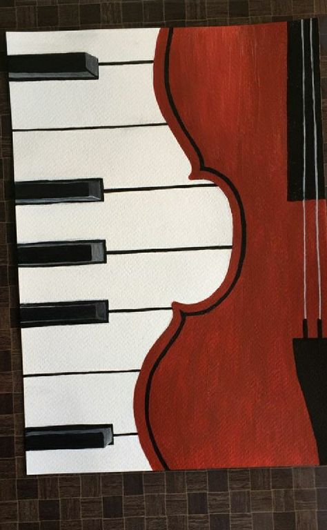 Music Painting Canvas, Art Inspired By Music, Violin Drawing, Creative School Project Ideas, Piano Art, Graph Paper Drawings, Music Room Decor, Music Drawings, Music Painting