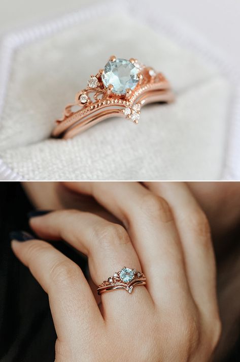 Cute Engagement Rings, Future Engagement Rings, Gold Diamond Wedding Band, Aquamarine Engagement Ring, Gold Ring Designs, Dream Engagement Rings, Morganite Engagement Ring, Ring Ideas, Beautiful Engagement Rings