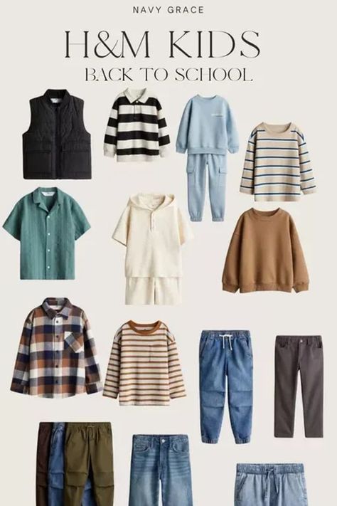 The cutest back to school styles for the kids from H&M! These boys pieces are perfect for transitioning from summer to fall outfits. Tap to shop! Back To School Boy Outfits, Back To School Outfits Boys, Boys Back To School Outfits, School Outfits For Boys, Summer To Fall Outfits, Back To School Styles, Boys School Outfits, Summer To Fall, Kids Clothes Boys