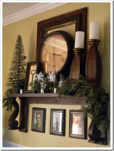 No fireplace or mantle = Improvise.  I want to do this so much!  LOVE LOVE LOVE!!!  Living room Vstupná Hala, Shelf Tv, Mantel Shelf, Fireplace Mantle, Mantle Decor, Tv Room, Knick Knacks, Shelf Decor, My Dream Home