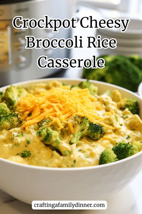 Busy Mom's CrockPot Recipe: This Crockpot broccoli rice casserole is a time-saver. Cheesy, creamy, and a hit with the whole family. Perfect for those days when you're juggling a million tasks. A guaranteed crowd-pleaser that requires minimal effort. Cheesy Broccoli Rice Recipes, Crock Pot Cheesy Chicken Broccoli Rice, Easy Crockpot Chicken Broccoli Rice, Cheesy Rice Crockpot Recipes, Crockpot Cheesy Broccoli Rice, Crockpot Broccoli Rice Casserole With Cheese Whiz, Crockpot Meals Rice, Cheesy Chicken Broccoli Rice Casserole Crockpot, Chicken Broccoli Cheese Crockpot