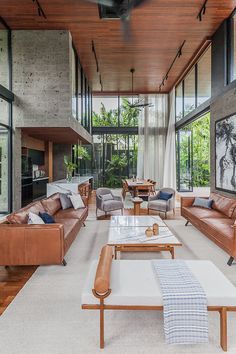 River House Interior, Tropical House Interior, Small Tropical House, Tropical House Exterior, Modern Tropical Interior Design, Tropical Houses Interior, House Near River, Modern Tropical Interior, Interior Design Cottage