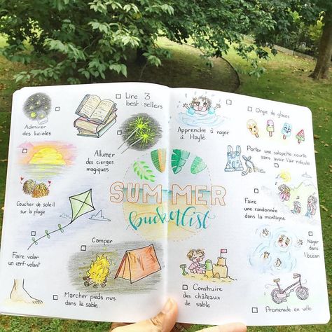 @showmeyourplanner on Instagram | Summer Bucket List | Bullet Journal Winter Bucket Lists, Fabre Castell, Sara Brown, Journal Guide, Sakura Pigma Micron, Summer List, Bucket List Journal, Summer Journal, Bullet Journal Page