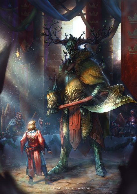 ArtStation - The Legend of Sir Gawain and the Green Knight, Egor Gafidov Gawain And The Green Knight, Sir Gawain, The Green Knight, Green Knight, 다크 판타지, Knight Art, Fantasy Setting, Wow Art, Fantasy Armor