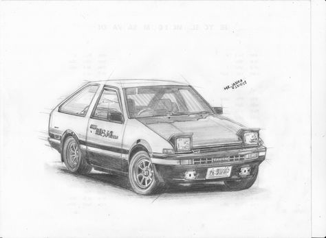 Toyota Corolla 86 Initial D Drawing Toyota 86 Drawing, Initial D Drawing, Ae86 Drawing, Toyota Drawing, D Drawing, Toyota Trueno, Trueno Ae86, Corolla Ae86, Initial D Car