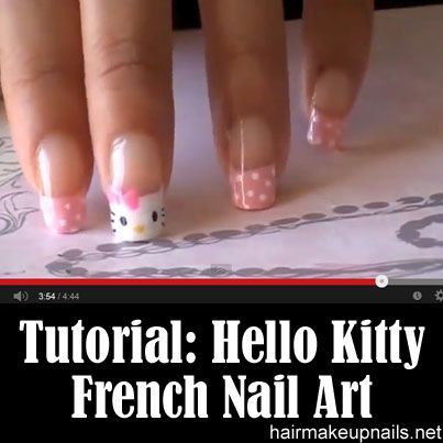 Hello Kitty French Hello Kitty Nails Art, Hello Kitty Nail, Kitty Nail, Kitty Nails, French Nail Art, Girly Acrylic Nails, Hello Kitty Nails, Nail Art Pen, Really Cute Nails