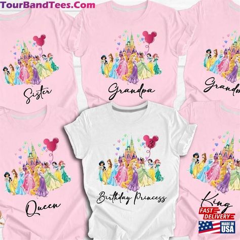 Princess Birthday Shirts For Family, Disney Princess Birthday Shirt, Princess Birthday Shirt, Disney Princess Shirts, Disney Princess Birthday, Princess Shirt, Birthday Princess, Disney Birthday, Princess Birthday Party