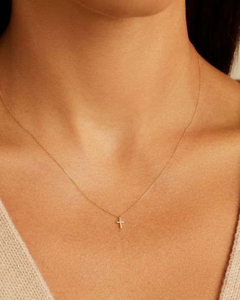 14k Gold Diamond Cross Necklace for Women | gorjana Silver Diamond Cross Necklace, Diamond Charm Necklace, Diamond Cross Necklace Gold, Dainty Cross Necklace, Diamond Cross Necklace, Dainty Diamond Necklace, 2024 Style, Solid Gold Necklace, Gold Cross Necklace