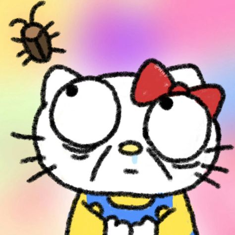 Funny Hello Kitty Pfp, Ugly Hello Kitty, Silly Hello Kitty, Cursed Hello Kitty, Pink Cartoon Characters, Hello Kitty Pics, Hello Kitty Meme, Meme Hello, Funny Hello Kitty