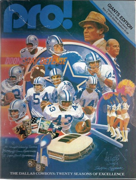 From 1974-80 the Dallas Cowboys beat the New York Giants 12 straight games, the longest streak of the rivalry. Memorabilia Wall, Tom Landry, Nfl Art, Cowboys Players, Dallas Cowboys Players, Iron Mike, Nfl Football Art, Cow Boys, How Bout Them Cowboys