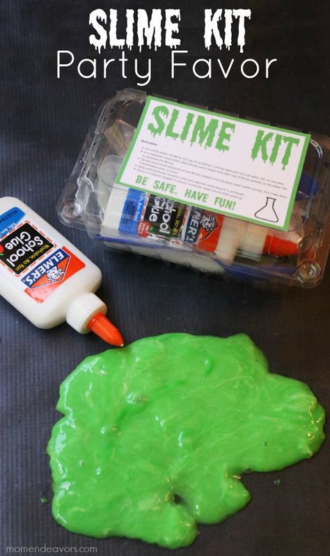 Create homemade Slime Party Favor Kits for your child's next birthday party! All you need is Elmer's School Glue, Borax, Food Coloring, and a way to package it all together. Disney Zombie Party Food, School Birthday Favors Non Food, School Birthday Treats Non Food, No Junk Party Favors, Class Birthday Treats Non Food, Non Food Birthday Treats For School Classroom, Non Candy Party Favors, Non Food Halloween Treats For School, Non Food Birthday Treats For School