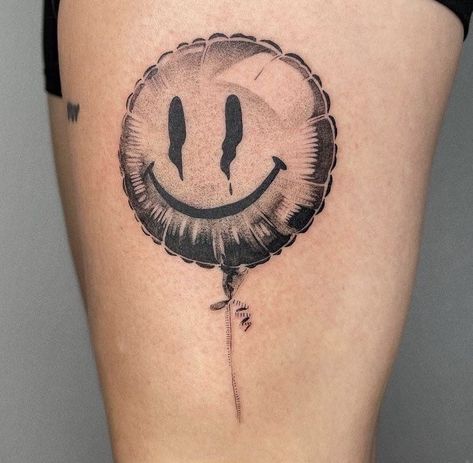 Balloon Tattoo Realistic, Small Realistic Tattoo, Pointilism Tattoos, Mini Realistic Tattoo, Chest Tattoo Drawings, Jagua Henna, Balloon Tattoo, Interesting Tattoos, Wicked Tattoos