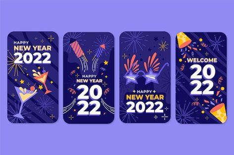 Free vector hand drawn flat new year ins... | Free Vector #Freepik #freevector #new-year-story #new-year-instagram #instagram-event #story-set New Years Templates Instagram, New Year Instagram Story, Autobiography Books, Fireworks Background, Happy New Year Banner, Happy New Year Background, New Year Illustration, New Year Fireworks, New Year Banner