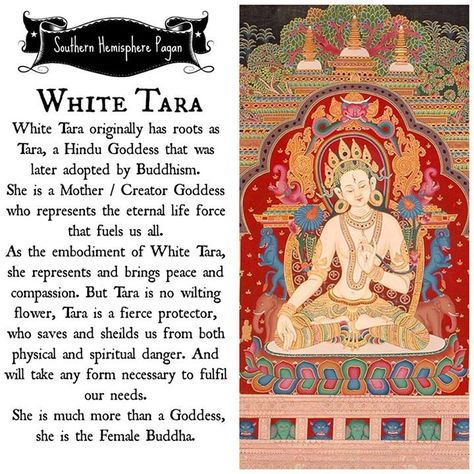 Tara Goddess Tattoo, White Tara Mantra, White Tara Goddess, Goddess Tara, Earth Witch, Tara Goddess, Magick Symbols, White Tara, Buddhist Wisdom